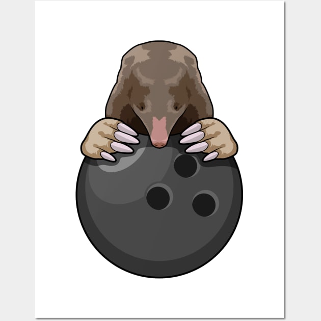 Mole at Bowling with Bowling ball Wall Art by Markus Schnabel